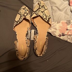 Faux snake skin flats.